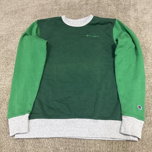 Champion Sweatshirt Green Long Sleeve Pullover Men’s Size Medium - Picture 1 of 11